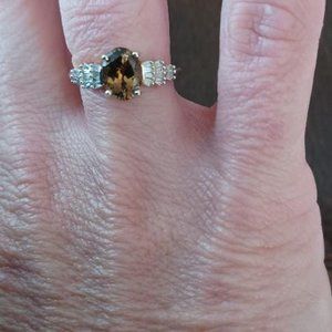 Yellow Gold Tazanite ring and G-H 13 Diamond Ring 1.40 ctw
